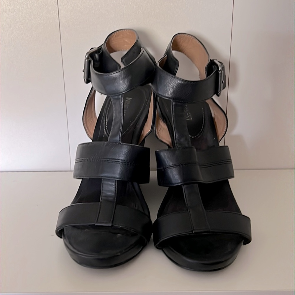 Nine West Black Wedge Sandals